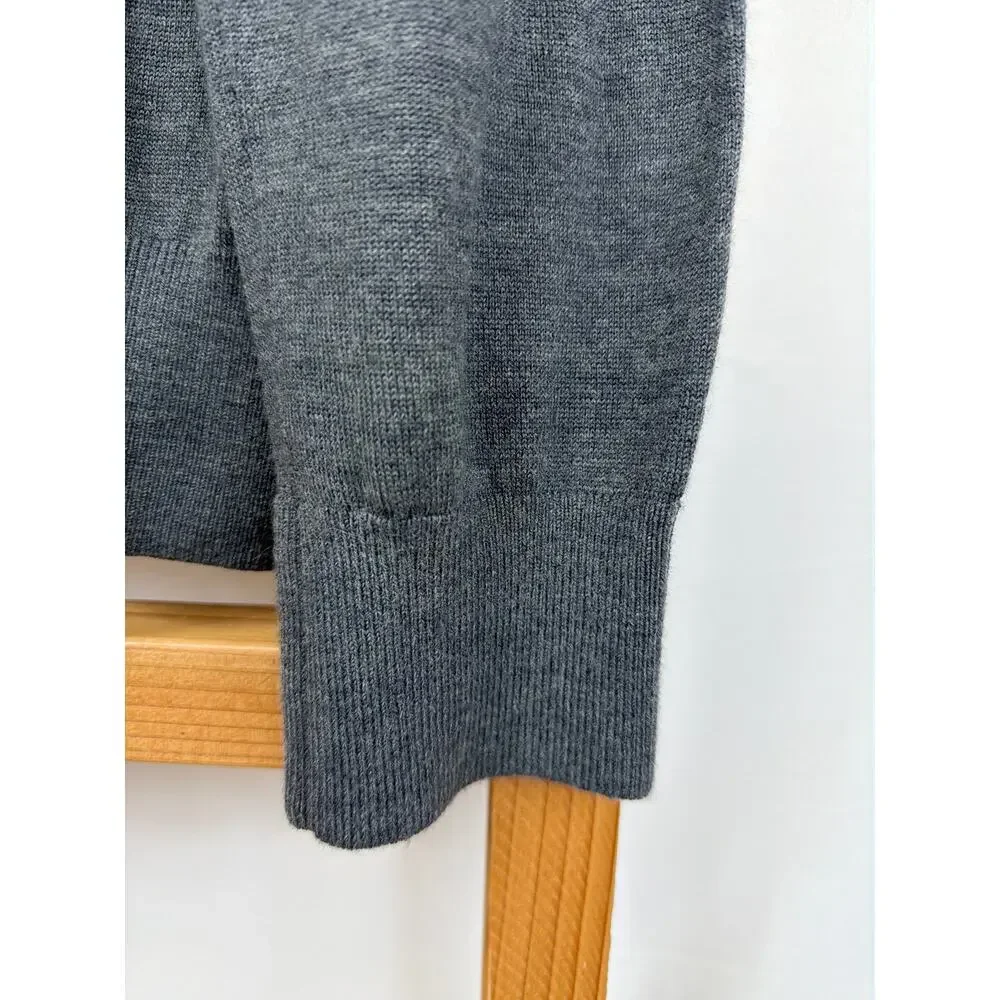 Banana Republic Gray Quarter Zip  Pocket Jacket Size XL Italian Yarn Wool Blend